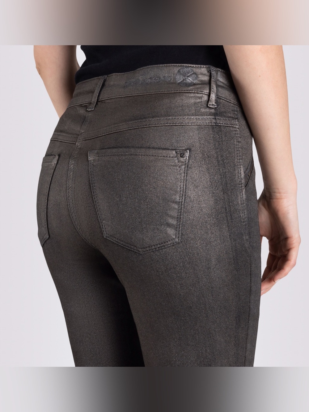 NWT MAC Dream Skinny Black Shimmer Coated Jeans 34 stretch - Picture 8 of 13